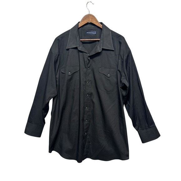 Panhandle Slim Western Shirt Mens Size 18.5/36 Black Pearl Snap Button Up Cowboy - Picture 1 of 10